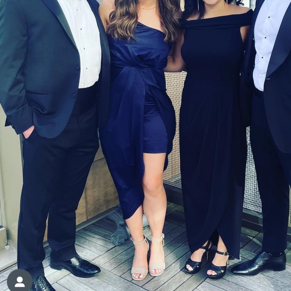 Lulus midi one shouldered slit dress